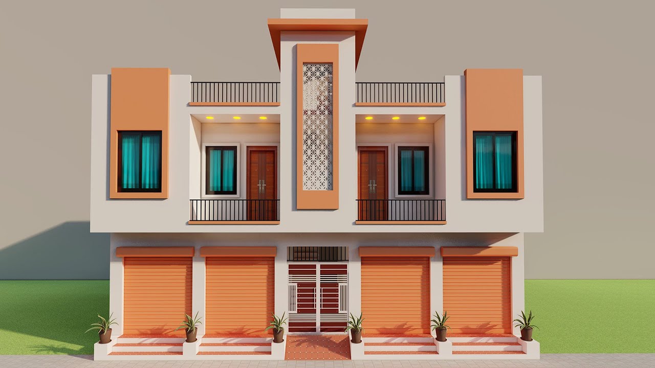 निचे दुकान ऊपर मकान दो भाइयो का मकान,3D 25 by 40 shop with house plan,Shop with house plan,1000 sqft