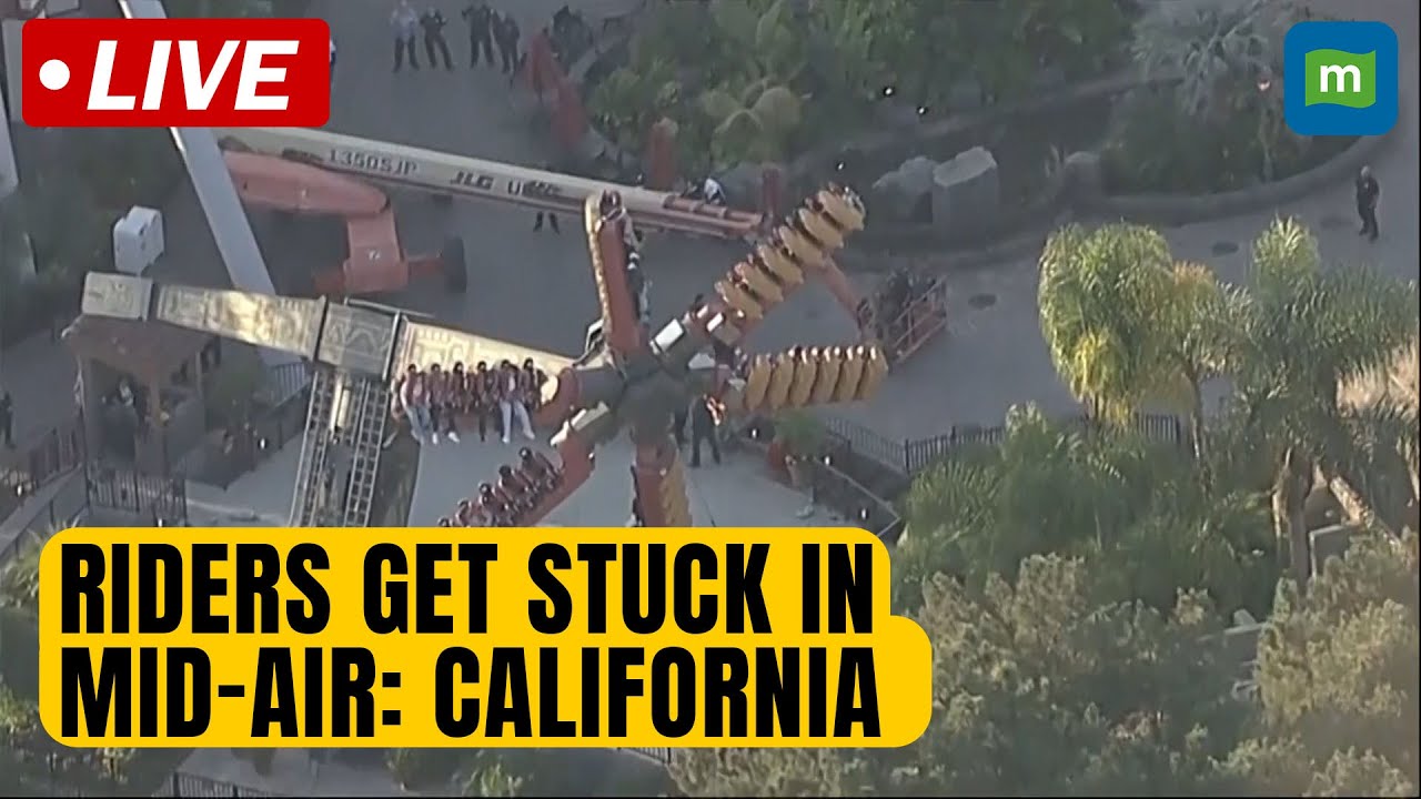 Live: Riders get stuck in mid-air at California amusement park | N18G