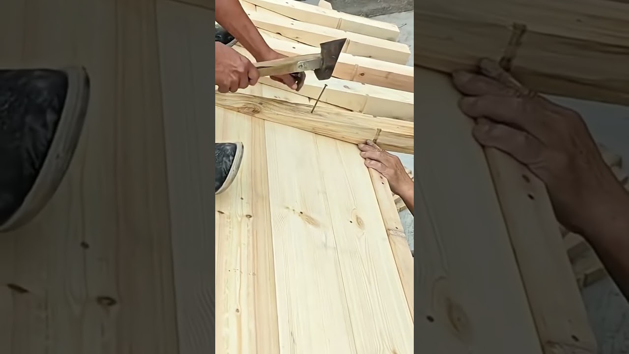 Installing wooden roof beams with precise alignment