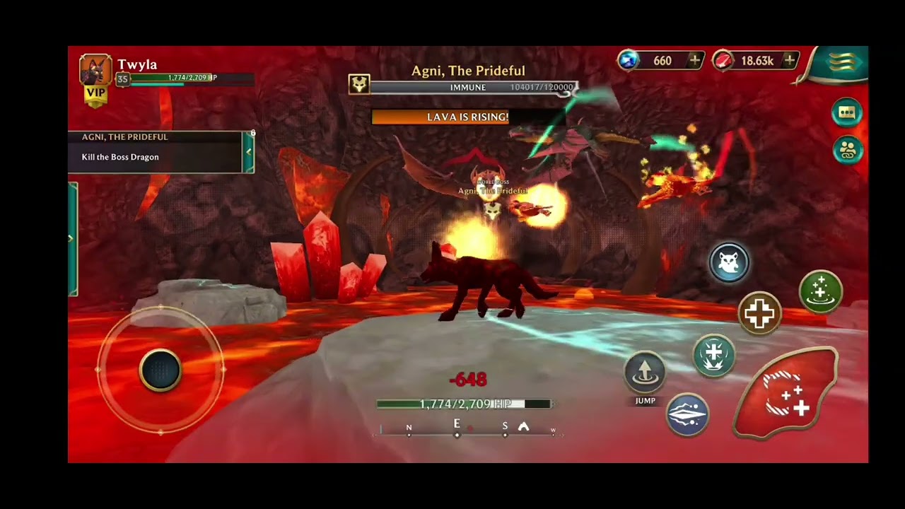 Defeating dragon boss in Wolf Tales Home & Heart