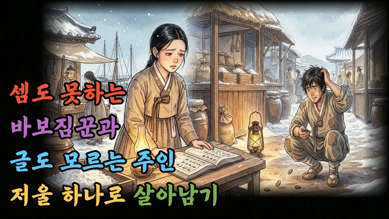 셈도 못하는 바보짐꾼과 글도 모르는 소금장수 순이