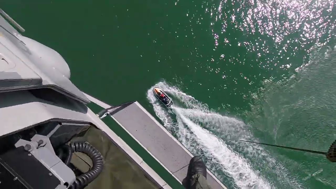 Belgian Air Force NH90 hoisting on a jetski.
