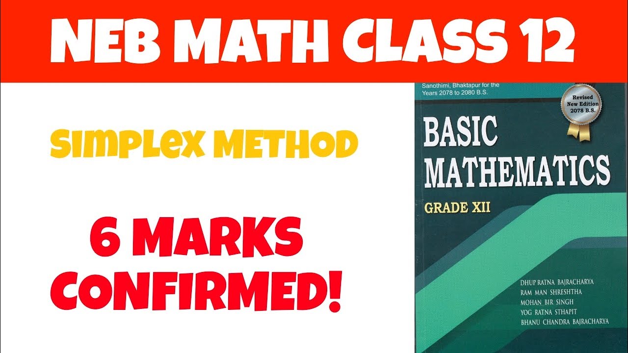 NEB Math Most Important Question || Simplex Method 6 marks