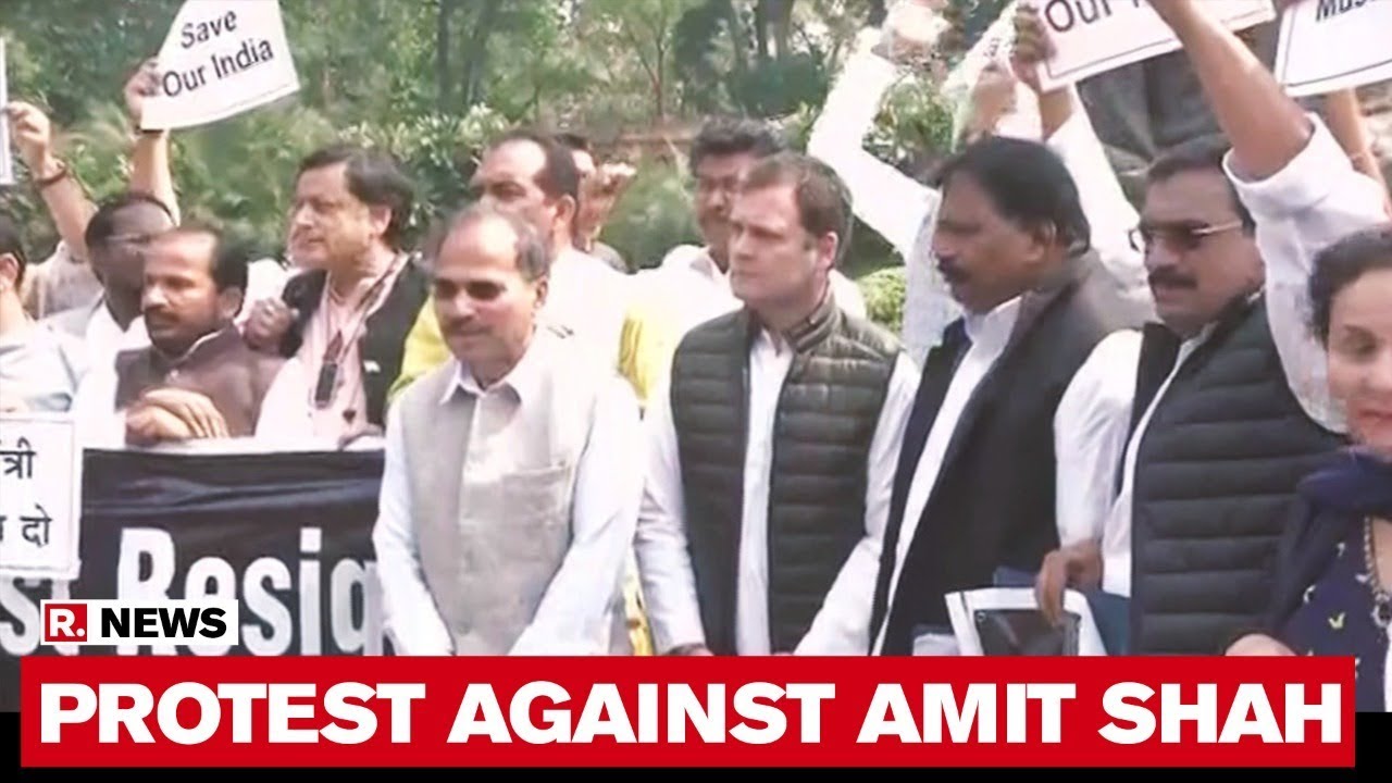 Congress Netas Protest Outside Parliament, Demand Home Minister Amit Shah's Resignation