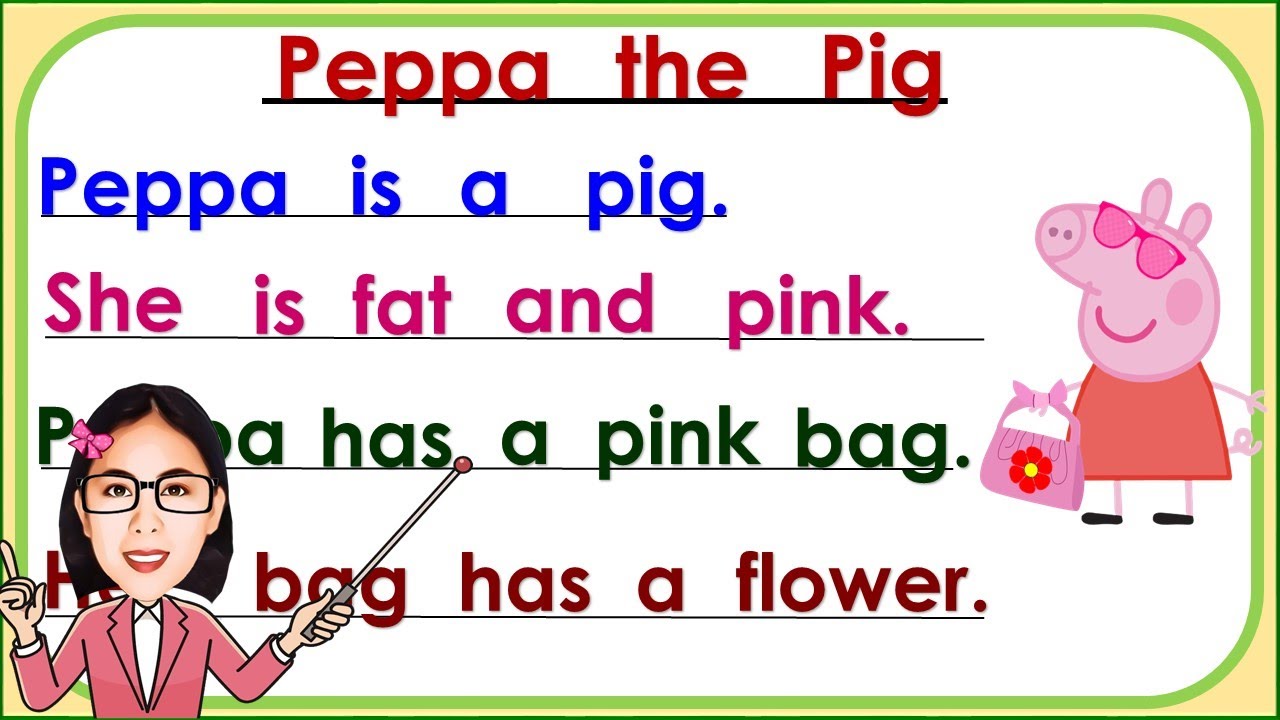 Reading Lesson || Short story || Practice reading  || Reading tutorial || Peppa the Pig