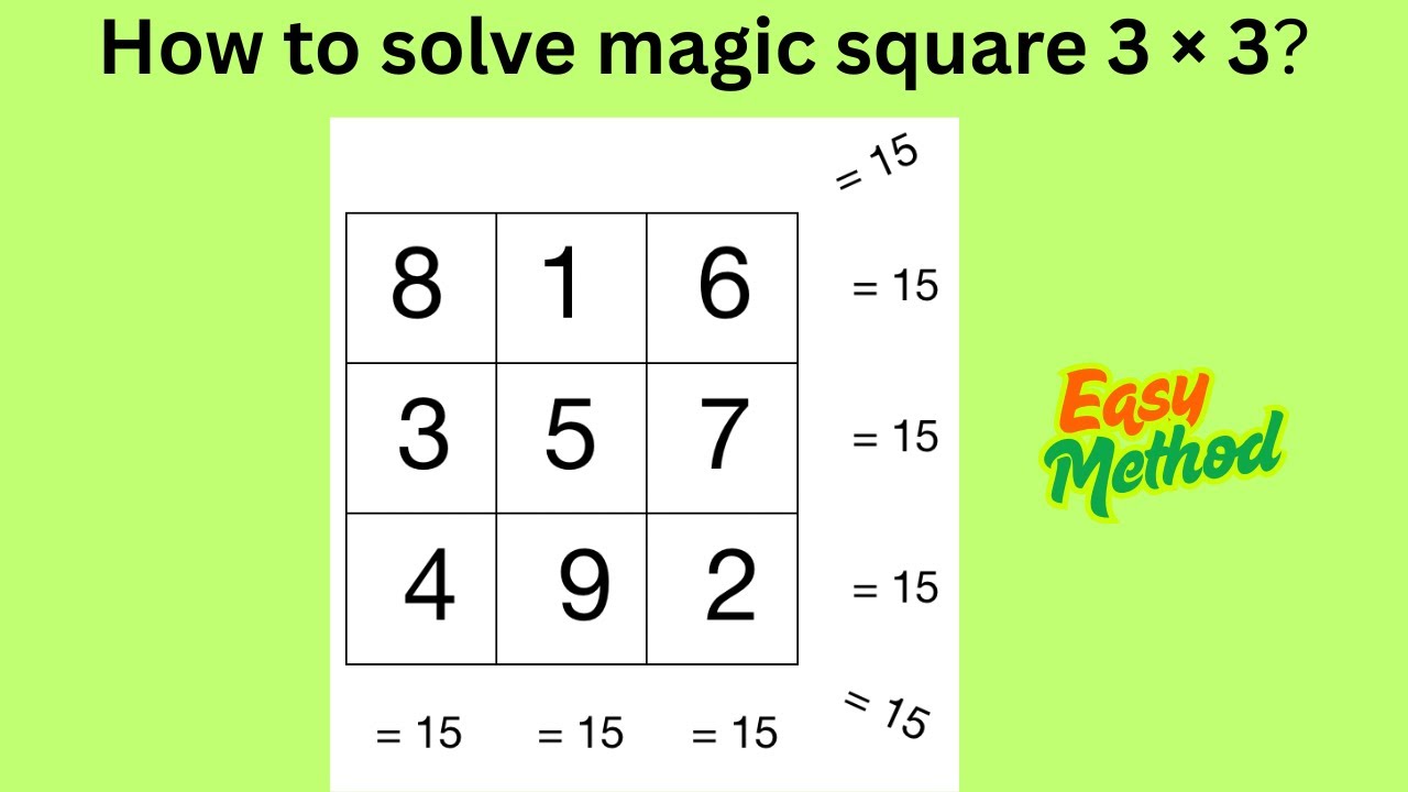 How to Solve Magic Square (3 × 3) Sum = 15? | Magic Square Rules | Easy Method | Step-by-Step | Math
