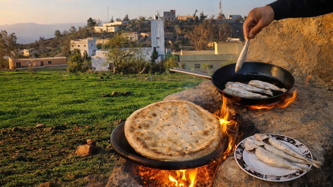 ليوم نشارك معكوم لحوت مقلي ولخبز مقلة في كانون شاهدوا معنا الأجواء في رمضان. 🔥🫓🐟😋