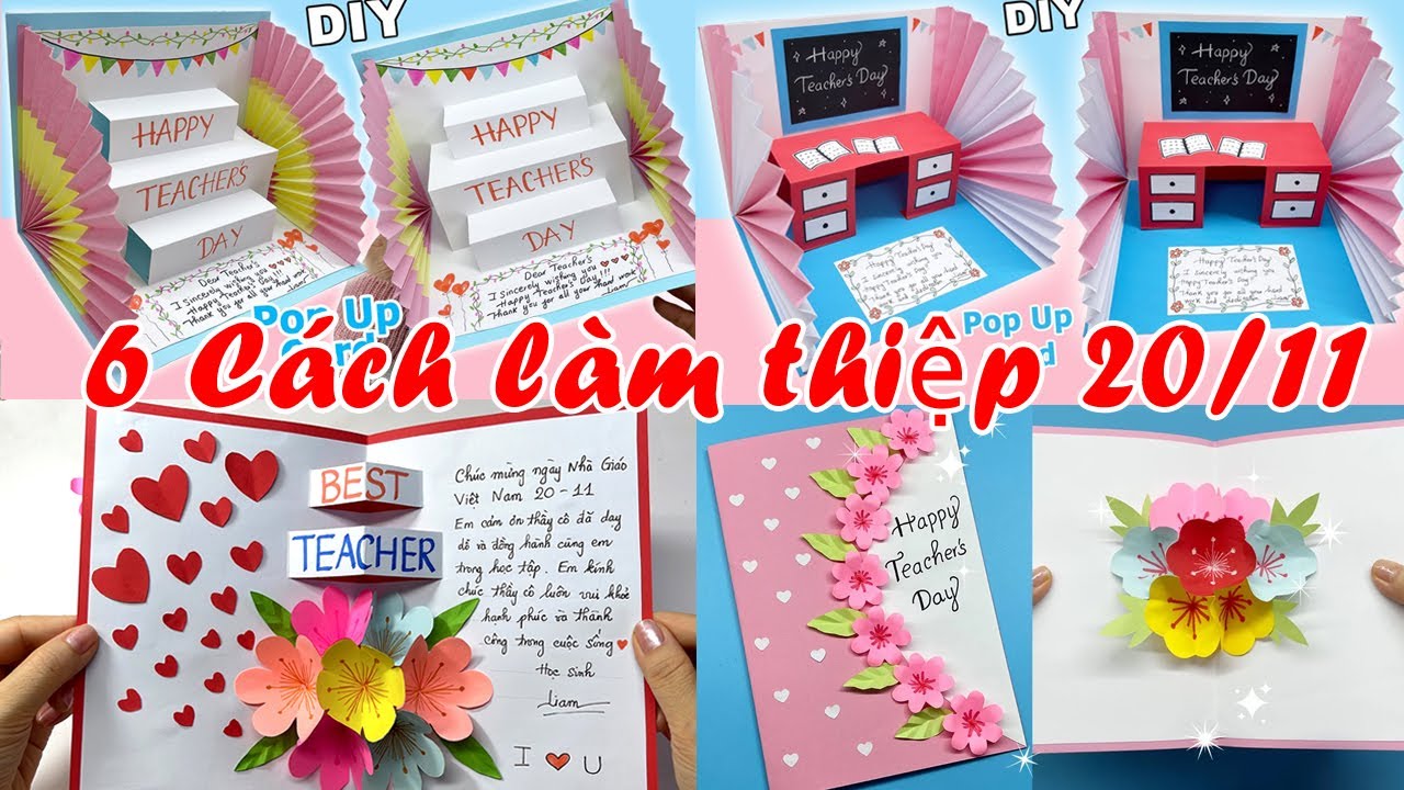 6 Cách làm Thiệp 20/11 độc đáo |🌸| DIY Teacher's Day Card |🦋| Liam Channel