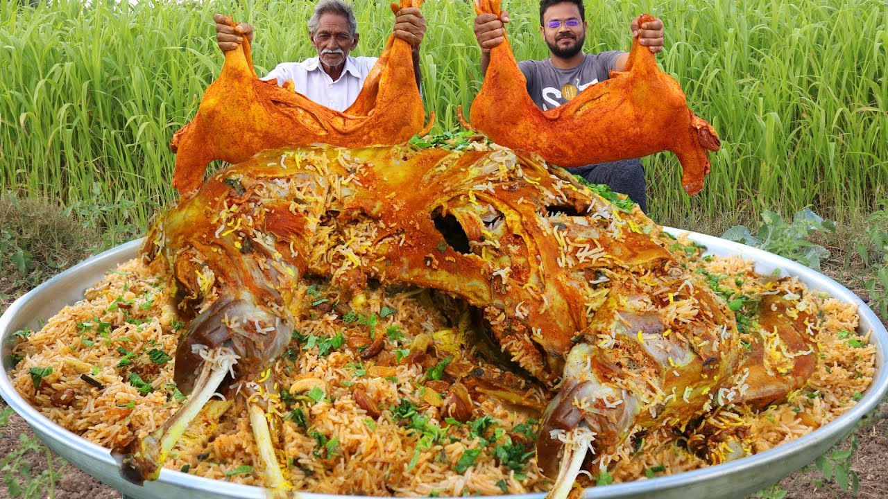 10KG Full Goat Biryani Prepared by Grandpa | Full Lamb Biryani for Kids