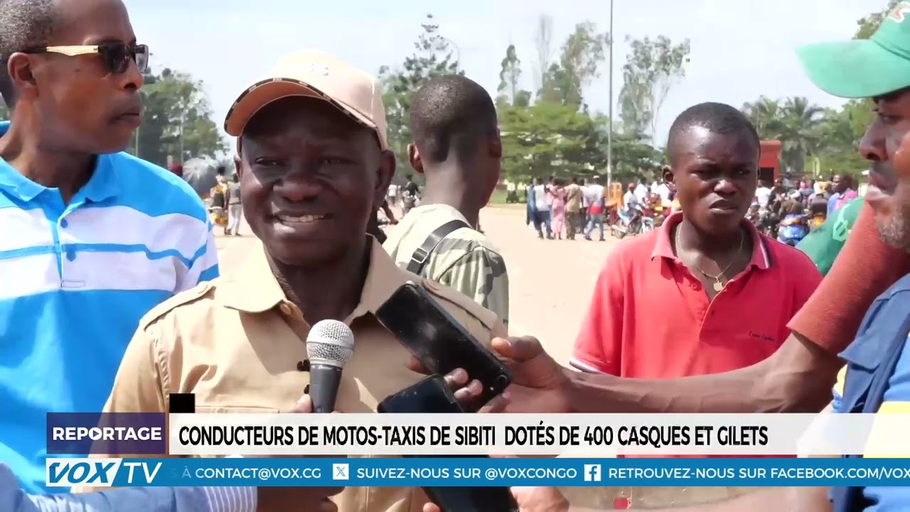 Conducteurs de motos taxis de Sibiti  dotés de 400 casques et gilets