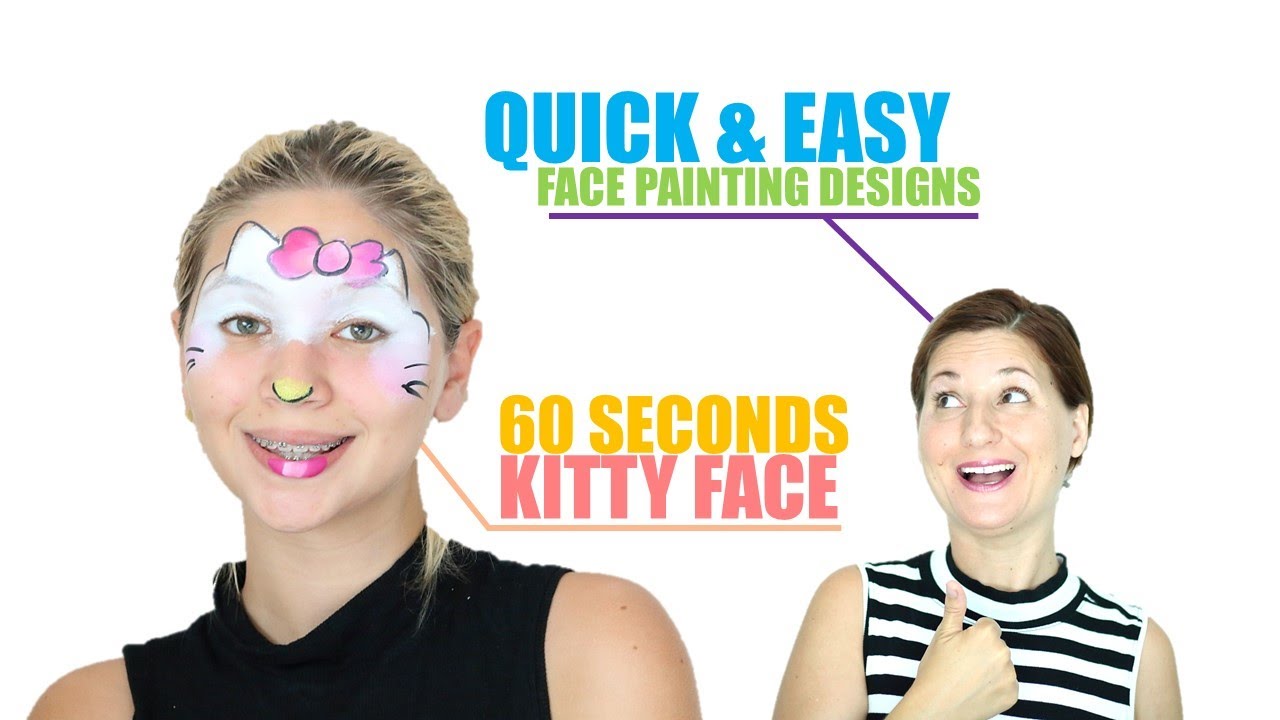 SHORT - Quick and Easy 60 Seconds Kitty Face Painting Demo - Step by Step