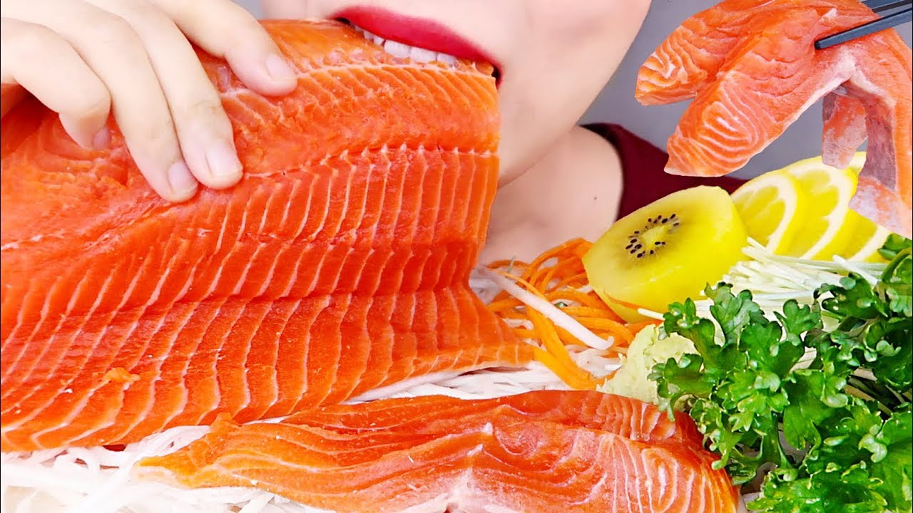 ASMR SEAFOOD *Raw Salmon*  연어같은 송어회 EATING SOUNDS MUKBANGㅣHONGYU ASMR 홍유