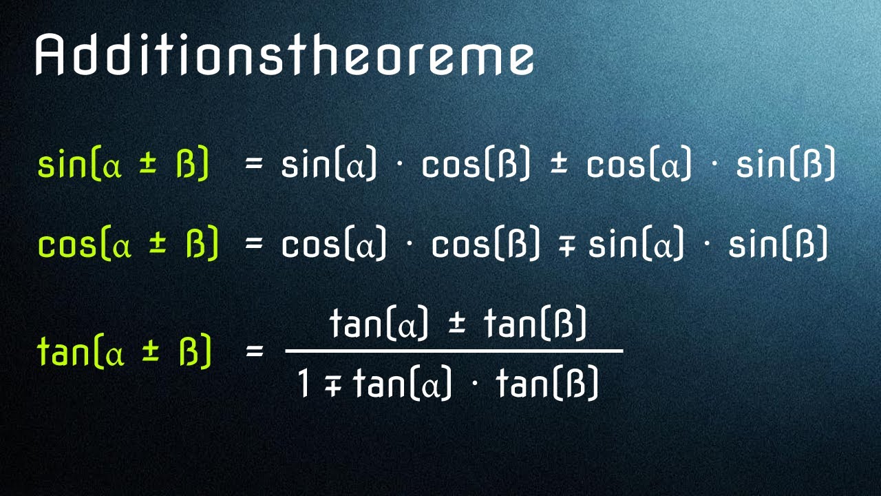 Additionstheorem sin(a+ß) = sin(a)*cos(ß)+cos(a)*sin(ß) verständlich erklärt