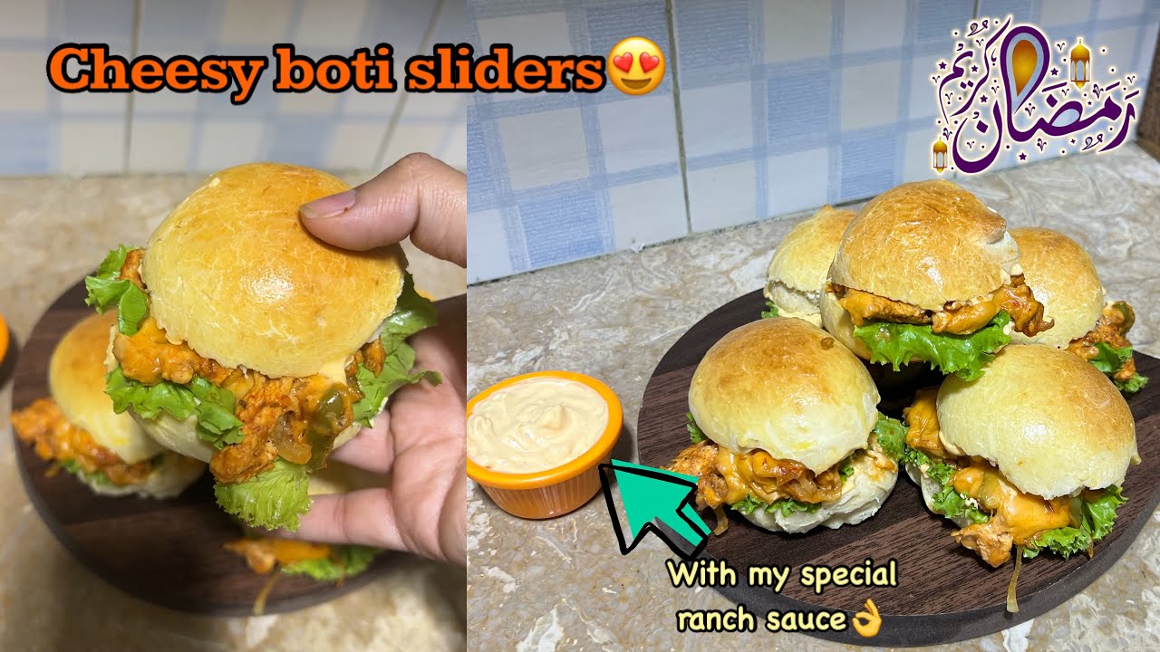 Cheesy Boti Slider/Burger Recipe(Ramadan special😍)