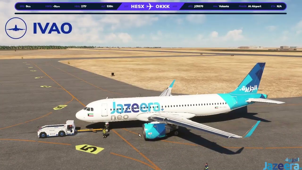 رحلة طيران الجزيرة JZR070 من سفنكس (القاهرة) إلى الكويت | جولة 2026 IVAO GCC ✈️