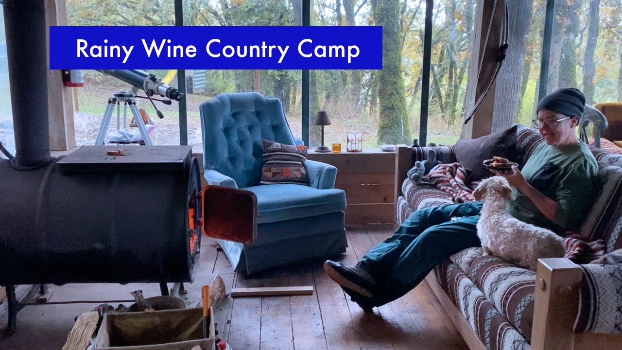 Rainy solo 4Runner camping in Oregon's wine country and hiding out in a cozy cabin