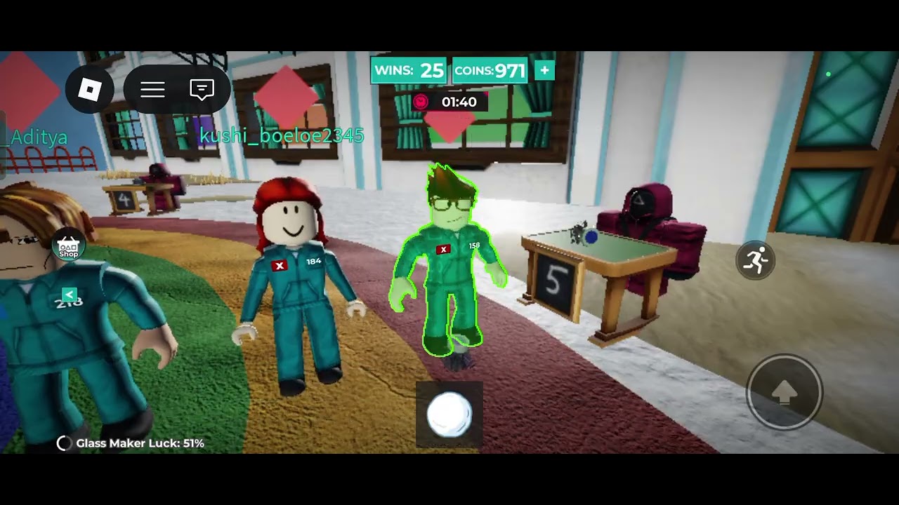 I play squid game in Roblox 
