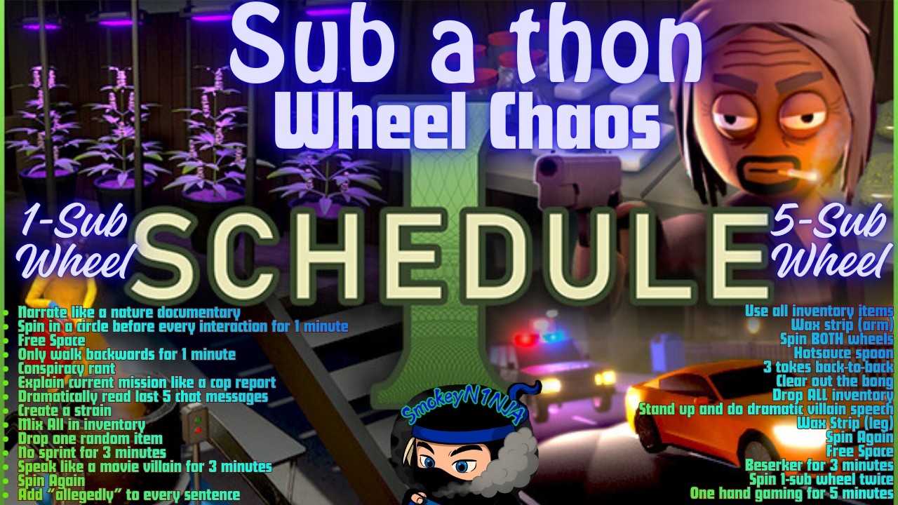 Wheel Spin Sub-a-thon madness! Schedule 1 with Smokey and @msneongaming Show us some love!