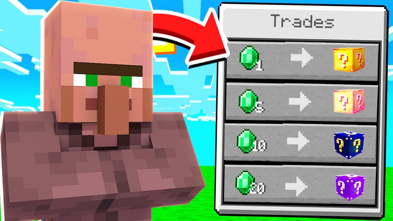 Villager Trade Lucky Block | ماين كرافت: قروي بلوكات حظ الفضاء😨!!(حظ مجنون)😱🔥!!؟