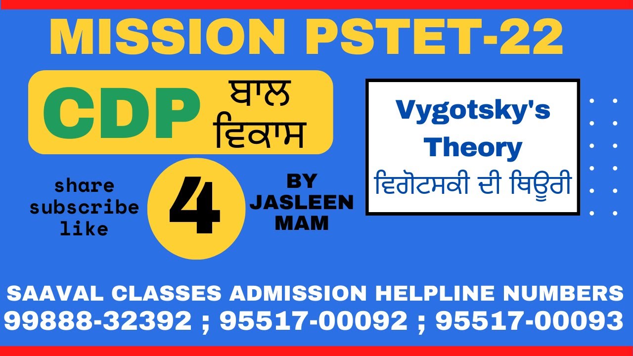 ਬਾਲ ਵਿਕਾਸ CDP Lec-4 || Vygotsky's Theory ਵਿਗੋਟਸਕੀ ਦੀ ਥਿਊਰੀ || MCQ SERIES BY JASLEEN MAAM ||