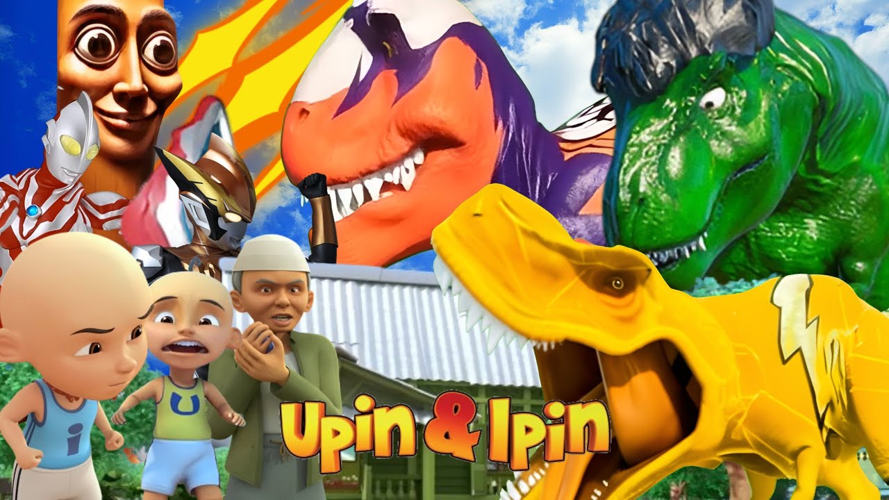 Kompilasi Upin Ipin Takut Ada Tirex Dinosaurus Hulk Kuning Flash Dragon Ultraman Ribut Tung Sahur