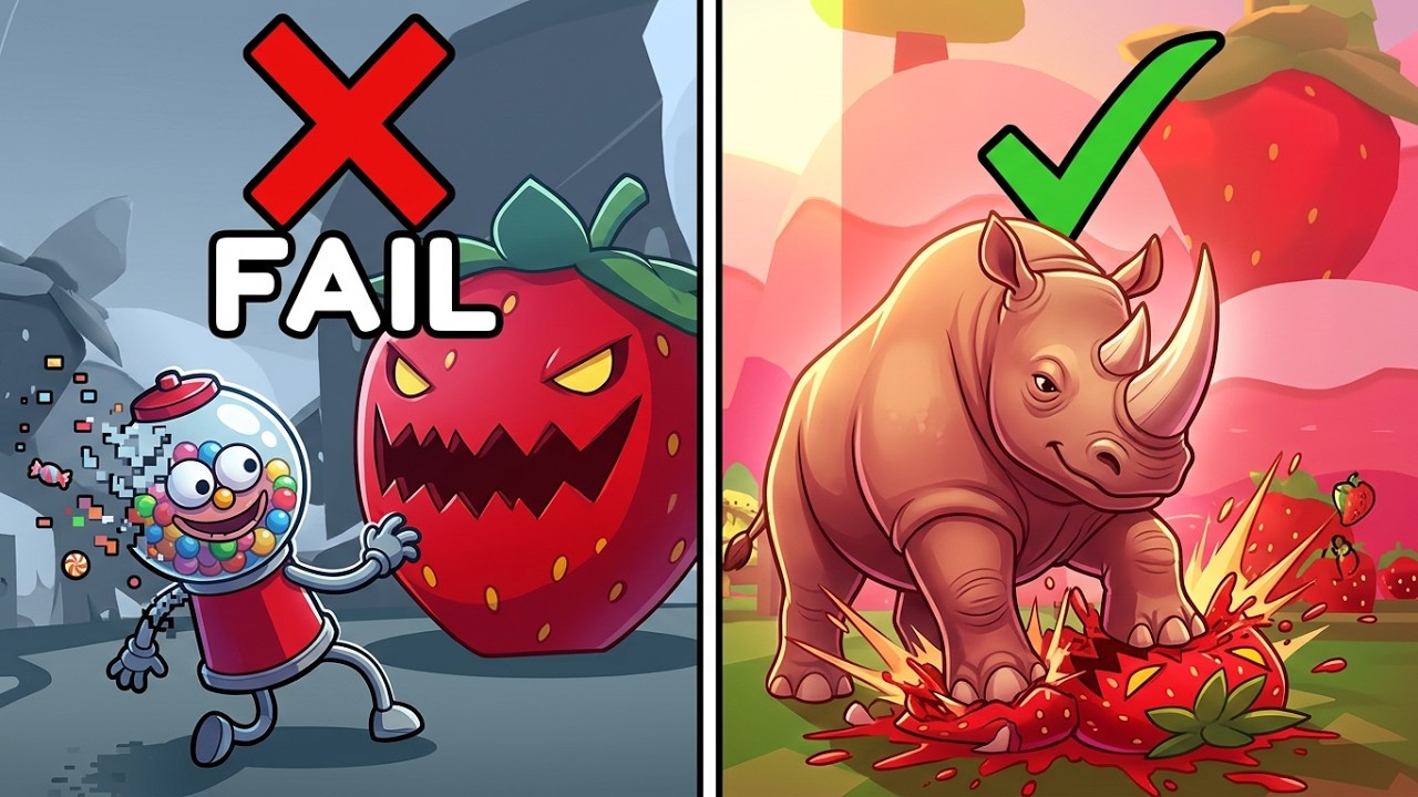 Which brainrots can defeat the food or enemies in strawberry land?