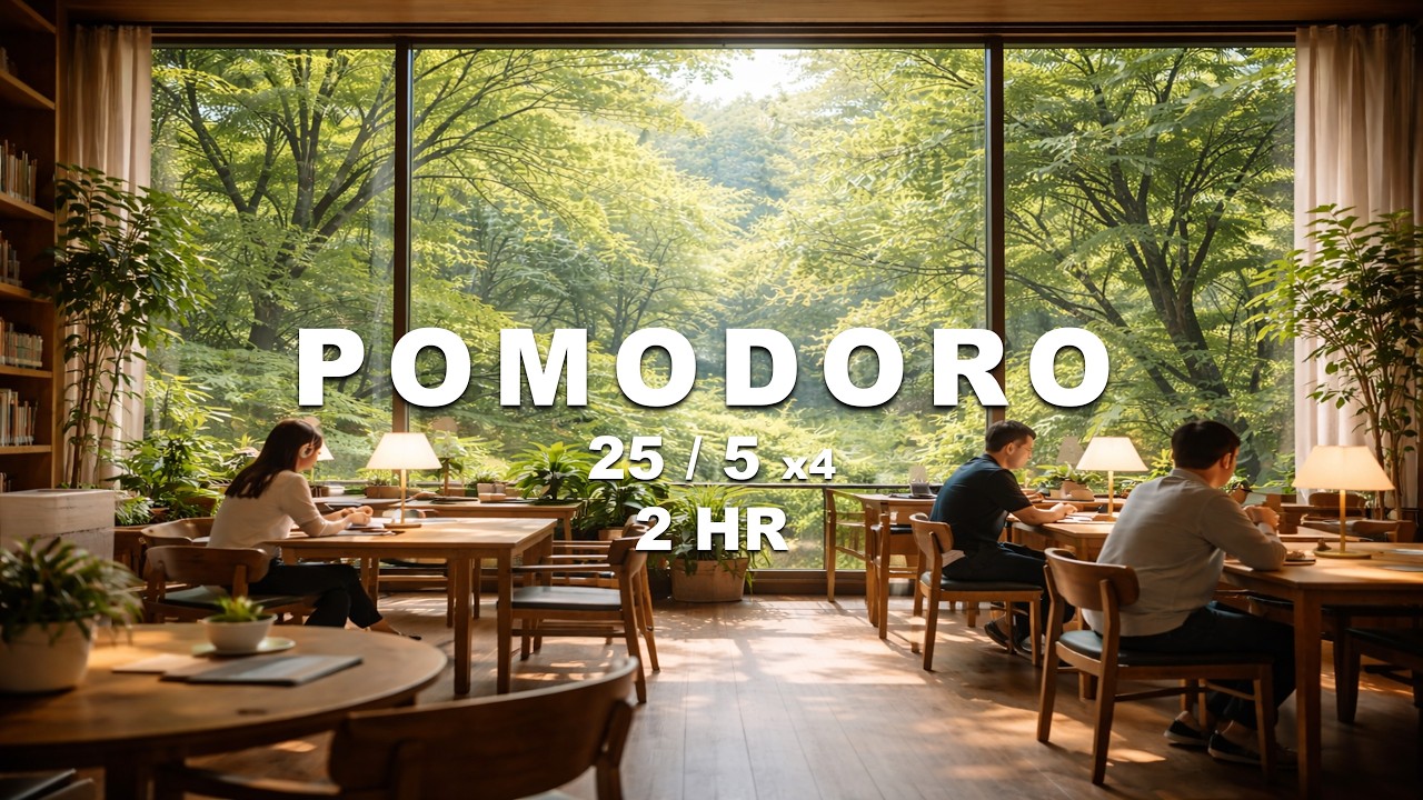 2HR Forest POMODORO | 숲속 2시간 뽀모도로 타이머 | 25/5 Study Timer
