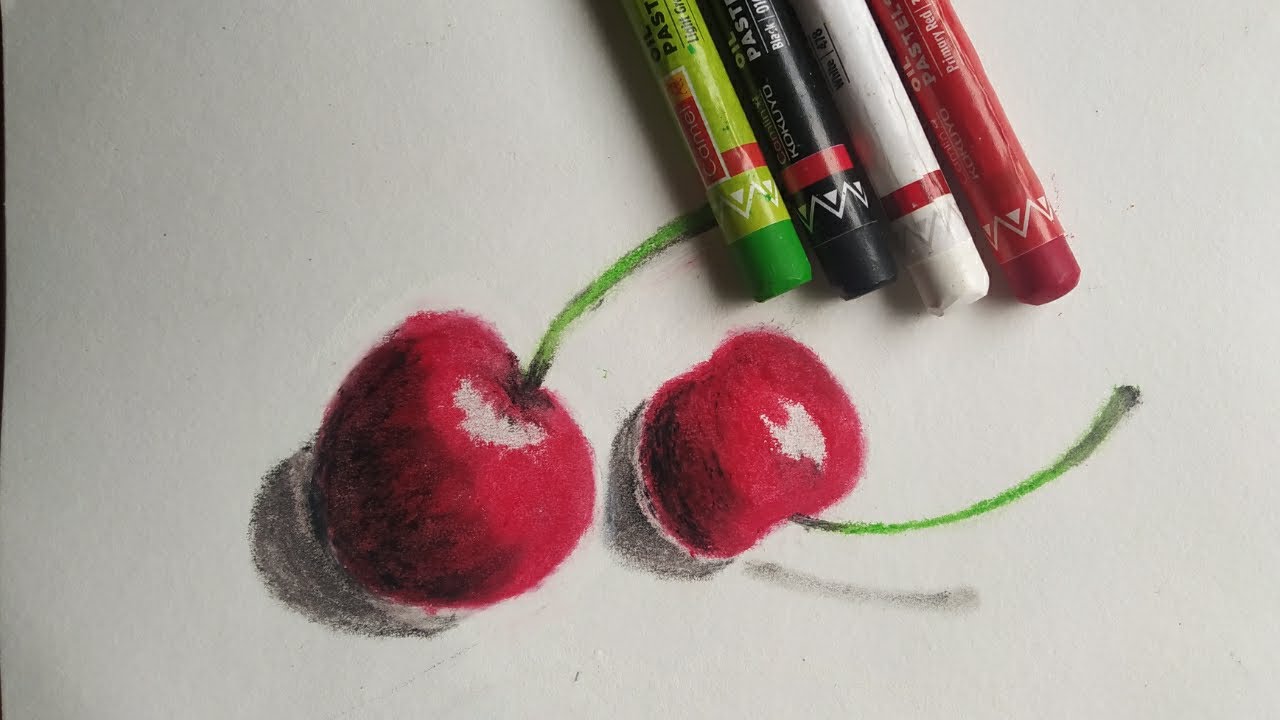 Oil Pastel Drawing | CHERRY | Easy oil pastel drawing step by step