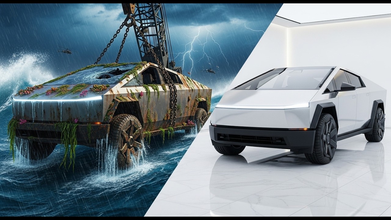 Unbelievable Restoration — Sunken Tesla Cyber truck 30 Years Ocean Floor to Pristine