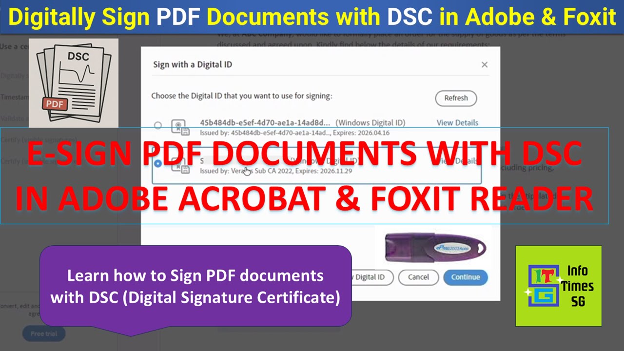 Digitally Sign PDF Documents with DSC in Adobe Acrobat & Foxit Reader |Digital Signature Certificate