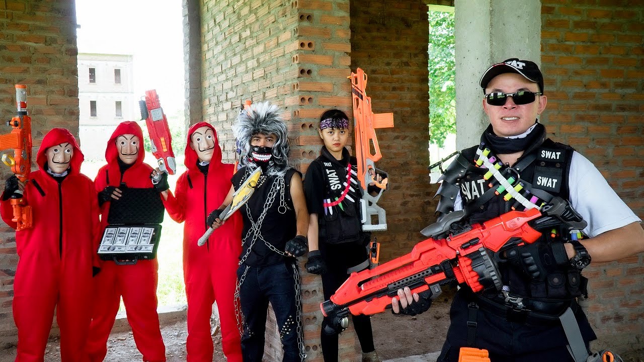 Gugu Gaming : Special Team SWAT Warriors Xman Nerf Guns FIGHT Criminal Group XICMAN Mask 2
