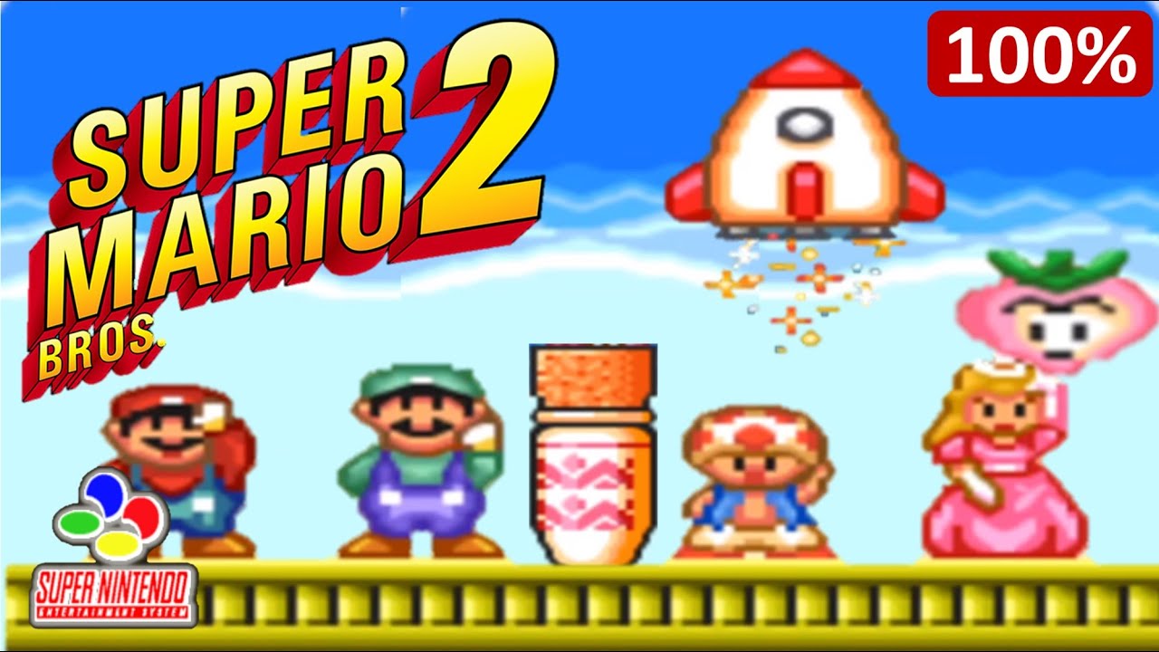 SUPER MARIO BROS 2 (SMB2) - Walkthrough 100% (SNES) / Secret Ending | NostalGamerBR