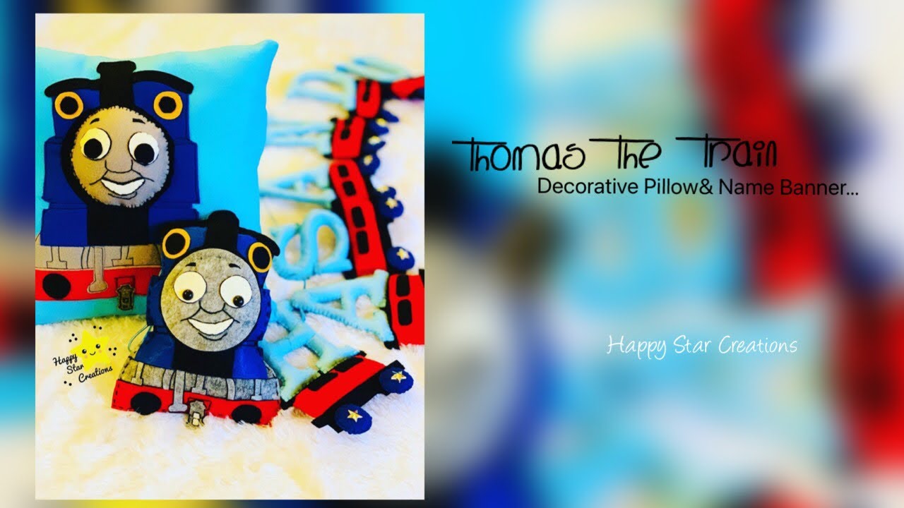Thomas The Train | Decorative Pillow | Name Banner | Happy Star Creations