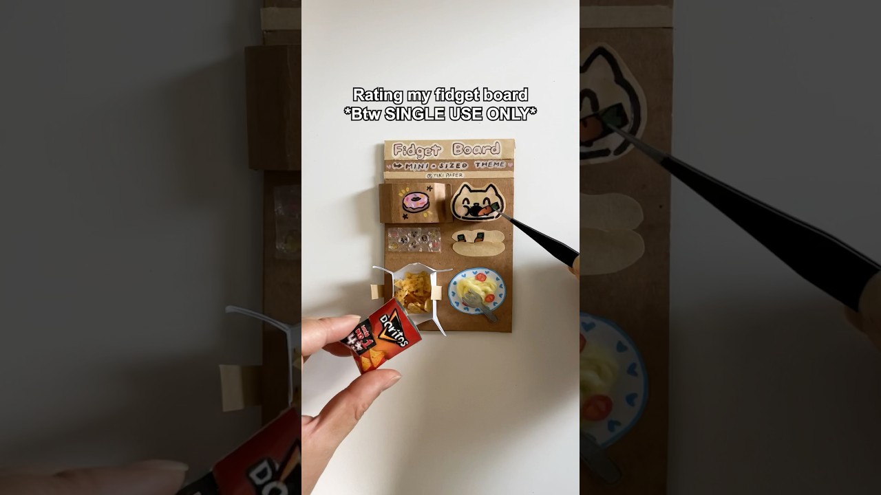 Rating my fidget board 🐱 Mini-sized theme 🍝 btw single use only #asmr #satisfying #papercraft #diy