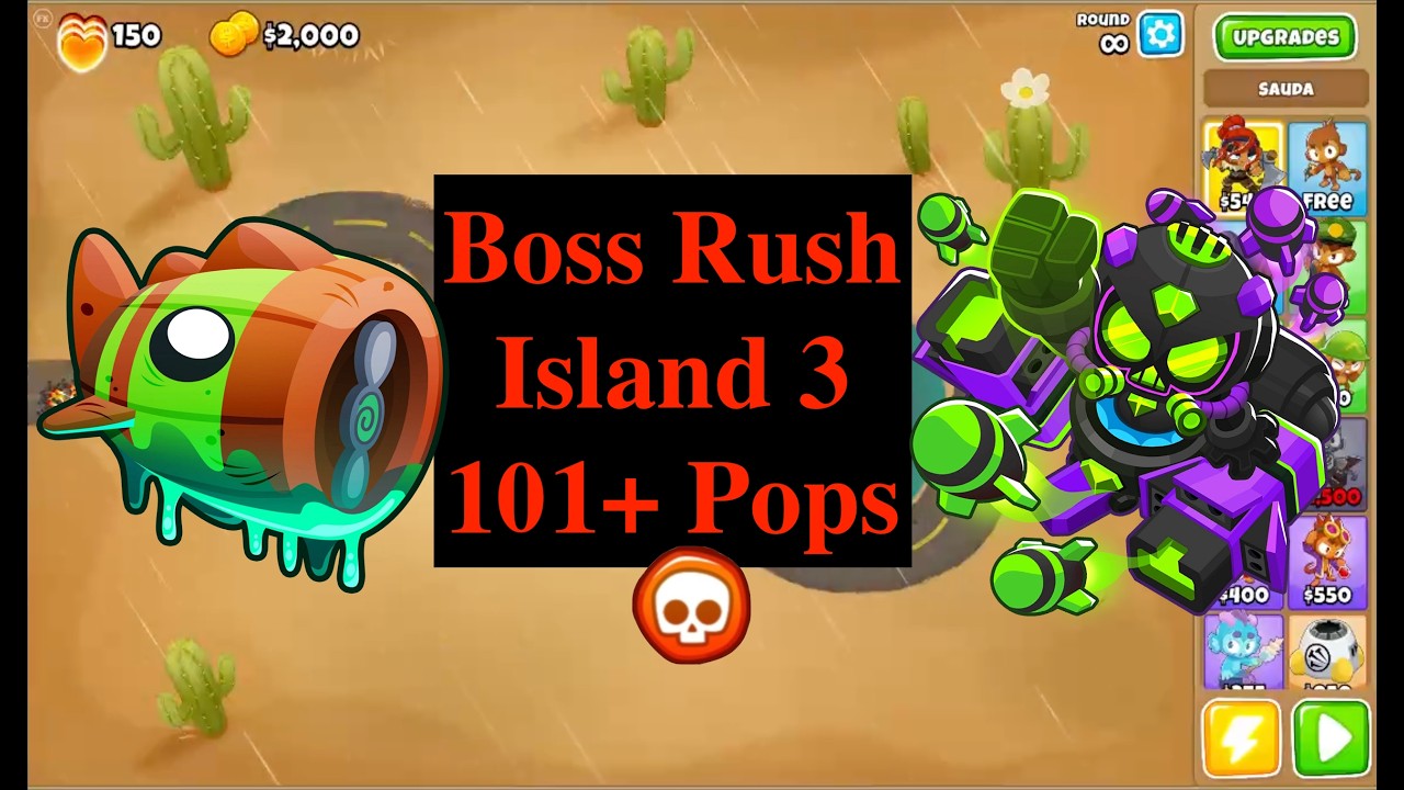 Boss Rush Island 3 | Pops 101+ | Bloonarius | Voiceover | BTD6 Boss Rush Tutorial