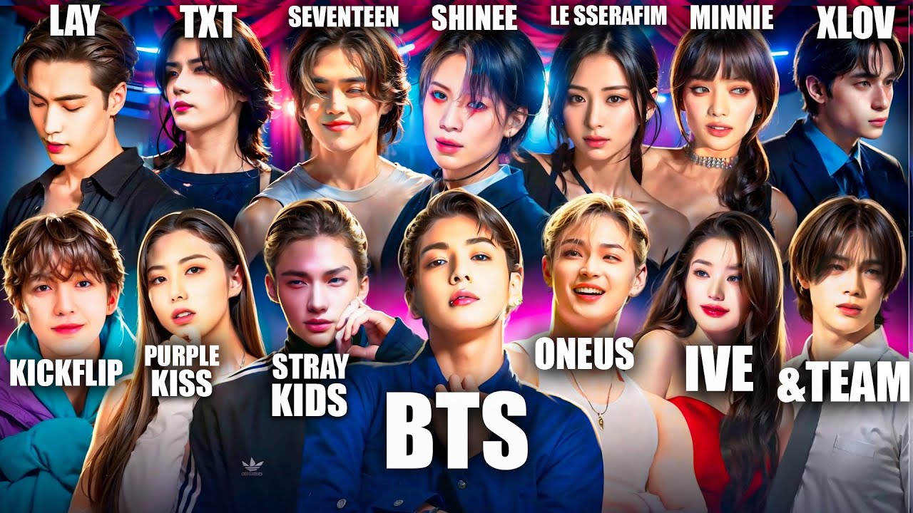 Реакция на BTS, Stray Kids, Seventeen, TXT, SHINee, Lay, LE Sserafim, Purple Kiss, G-DRAGON, &TEAM