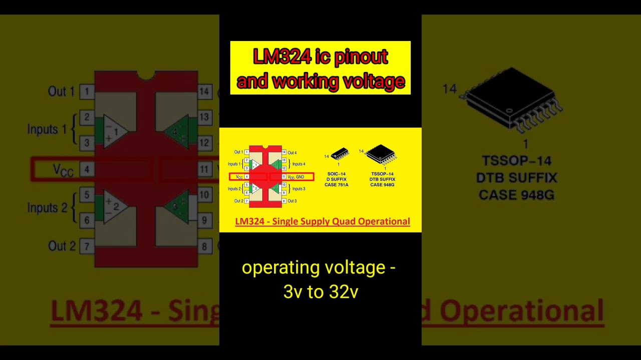 LM324 ic pinout and operating voltage 