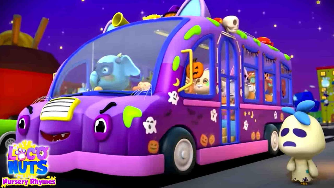 Halloween Wheels On The Bus, Monsters Ride for Kids and Spooky Rhymes