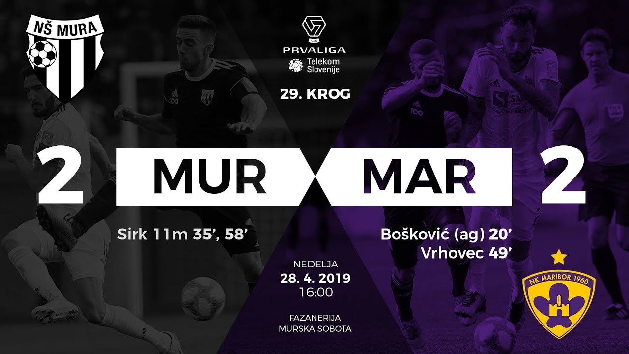 29.krog: Mura - Maribor 2:2 ; Prva liga Telekom Slovenije 2018/2019