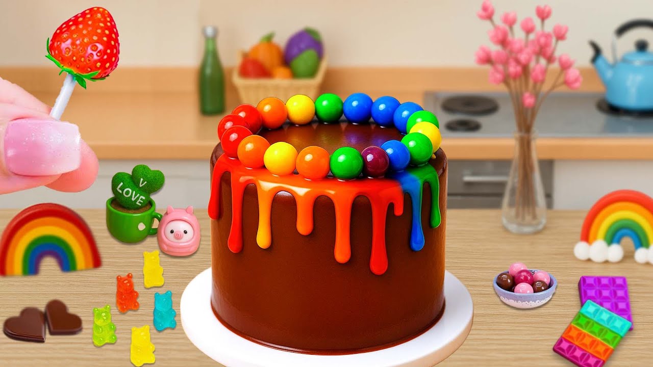 Pastel de Chocolate Pop It Súper Colorido 🌈| Mini Tarta Creativa y Satisfactoria 💖 Mini Cake Rainbow