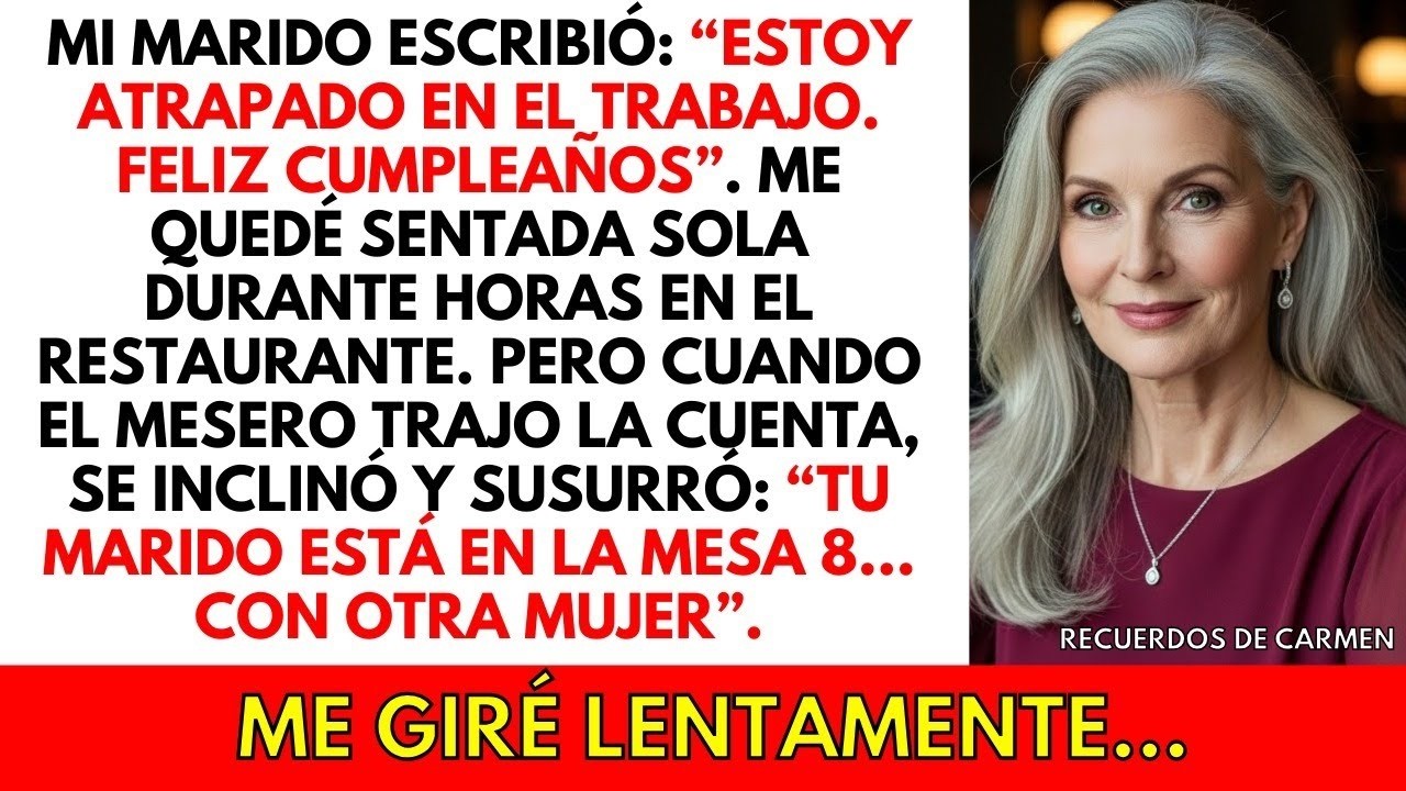 Mi marido dijo que estaba en el trabajo… El mesero susurró  “Está con otra mujer en la mesa 8…”