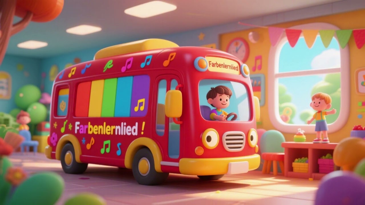 Rotes Bus-Farbenlernlied – Farben lernen mit Spaß 🚌🎨🎶