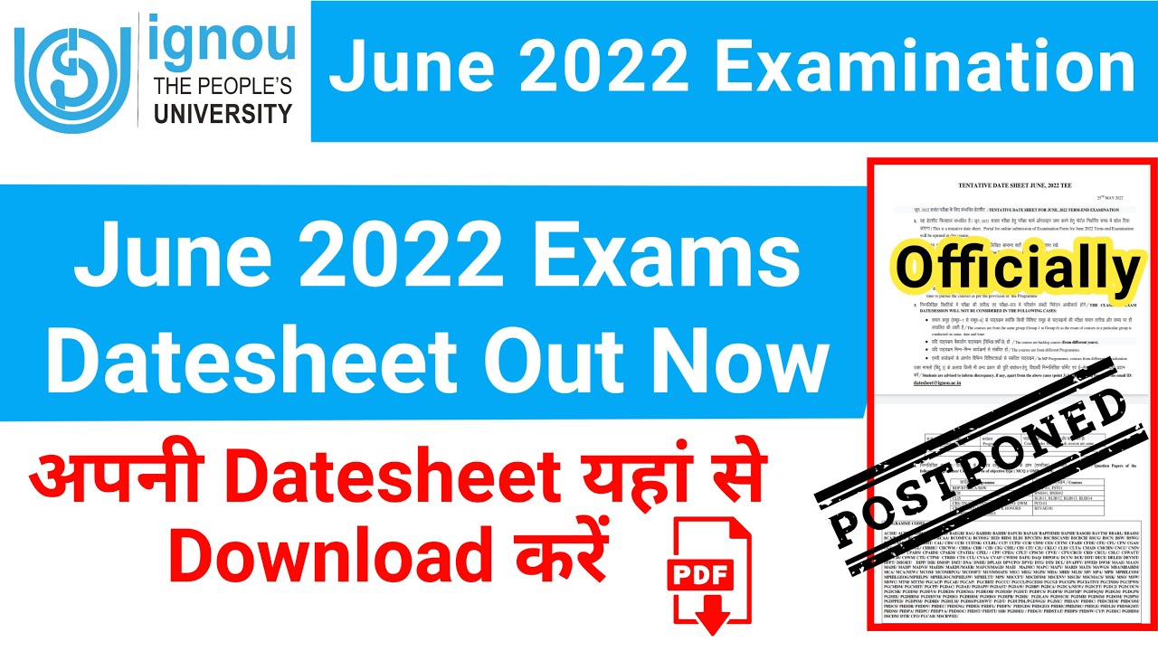 (Big Update) IGNOU Released June 2022 Exam Date Sheet | IGNOU Exam Date Sheet 2022 | New Guidelines