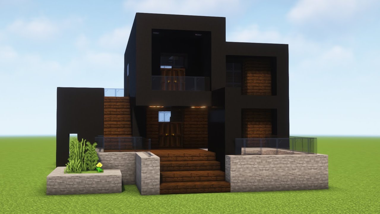 SCHWARZE MODERNE VILLA mit POOL in MINECRAFT bauen TUTORIAL [HAUS 273]