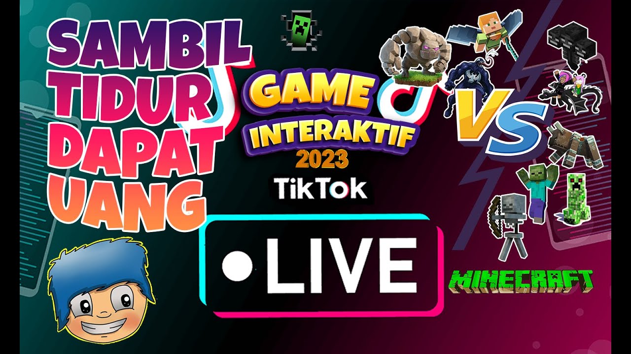 CARA MENGHASILKAN UANG DARI GAME INTERAKTIF LIVE TIKTOK 2023 IRON GOLEM VS RAVAGER MINECRAFT