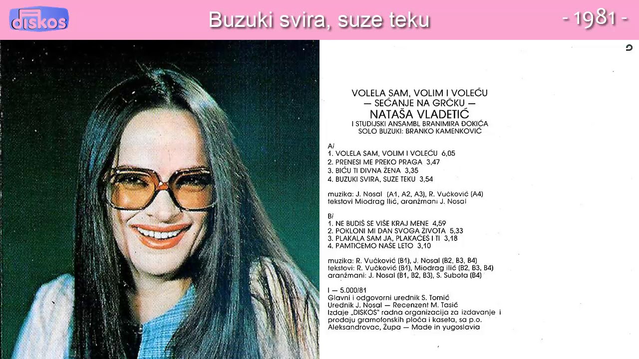 Natasa Vladetic - Buzuki svira, suze teku - (Audio 1981)