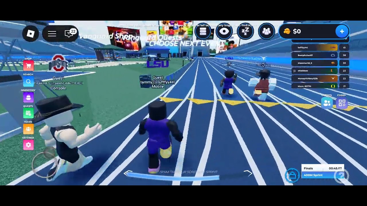 Play track and field and seeing if I can get in first