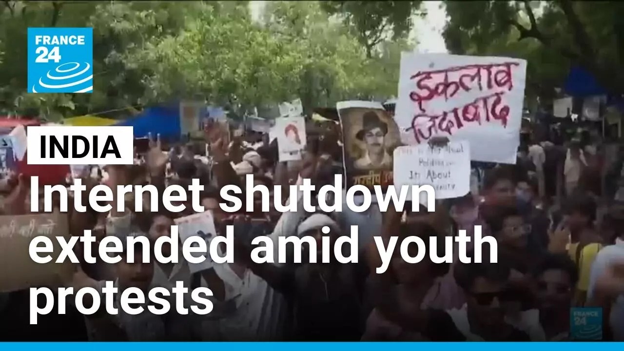 India extends internet shutdown amid youth protests &bull; FRANCE 24 English