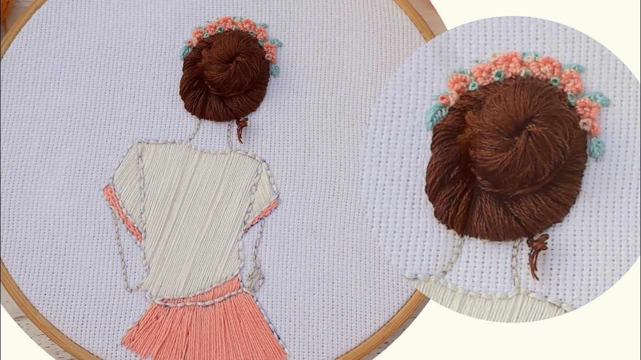 طريقة جد سهلة لتطريز شعر على شكل دونت🍩 مع تطريز سهل للملابس👕🩳Hair and clothing embroidery method