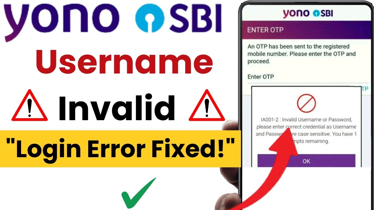 Invalid Username or Password Yono SBI | Yono SBI Login Problem |Yono SBI Invalid Username & Password